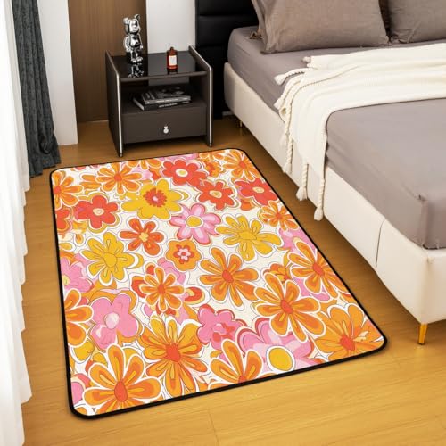 Tapete decorativo 150 x 198 cm estilo retro flores miniatura 4
