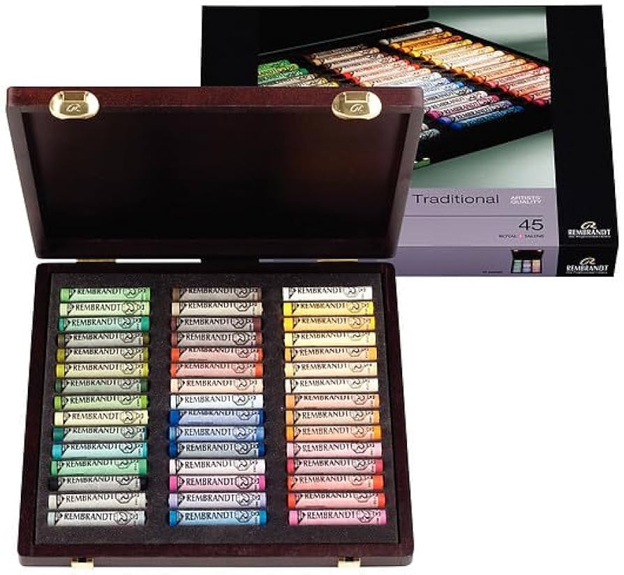 Amazon | レンブラント ソフトパステル 45色セット 風景画用 木箱入