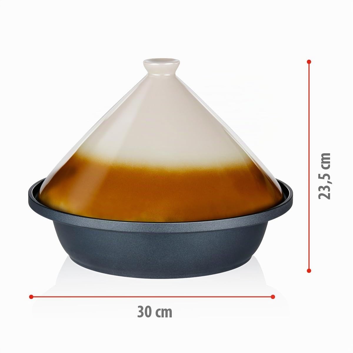 alpina Tajine 2,5L - Couscoussier Induction avec Couvercle Céramique Ø30cm - Casserole Tout Feux - Idéal pour Tajines et Couscous - Élégant et Durable, Noir