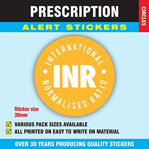 1,000 Prescription Alert Stickers - Supplied on a roll (Yellow INR) — image 1