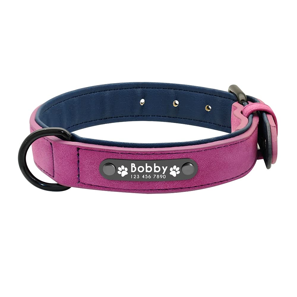 Collier chien personnalisé en cuir violet de luxe pour grand Pitbull