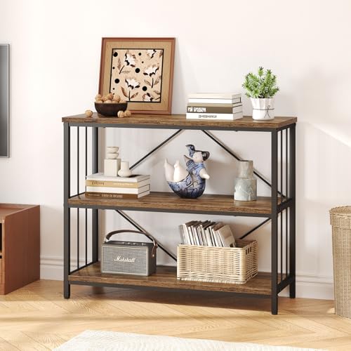 IBF オープンシェルフ 収納ラック 本棚 オープンラック リビング 棚 キッチン ラック コンパクト 多用途 耐久性 省スペース 収納便利 整理棚 シンプル おしゃれ スチール 飾り棚 3段 (ビンテージ, 80cm)