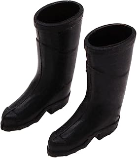 HONMEET 1 Par Mini Botas De Chuva Guarnição Preta Peças De Plástico Estátua Decoração Mesa Cadeira Mini Mobília Boneca Sapatos De Chuva Sapatos De Boneca Escala 1/12 Botas De Chuva Em