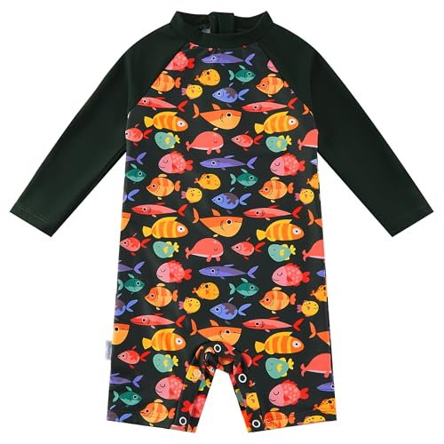 upandfast Baby Boys/Girls Zipper Swimwear with Snap Bottom UPF 50+ Sun Protection Toddler One Piece Swimsuit