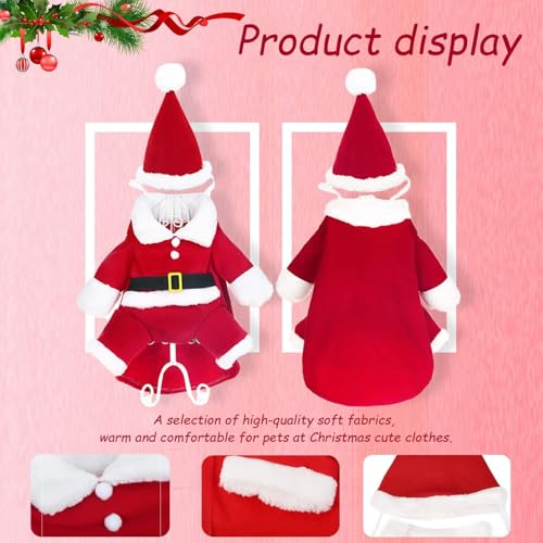 Irayin Pet Christmas Costumes Dog Suit Santa Claus Suit Christmas Pet Clothes Pet Christmas Cloak Dog Cat Christmas Costume Santa Claus(S) - Image 4