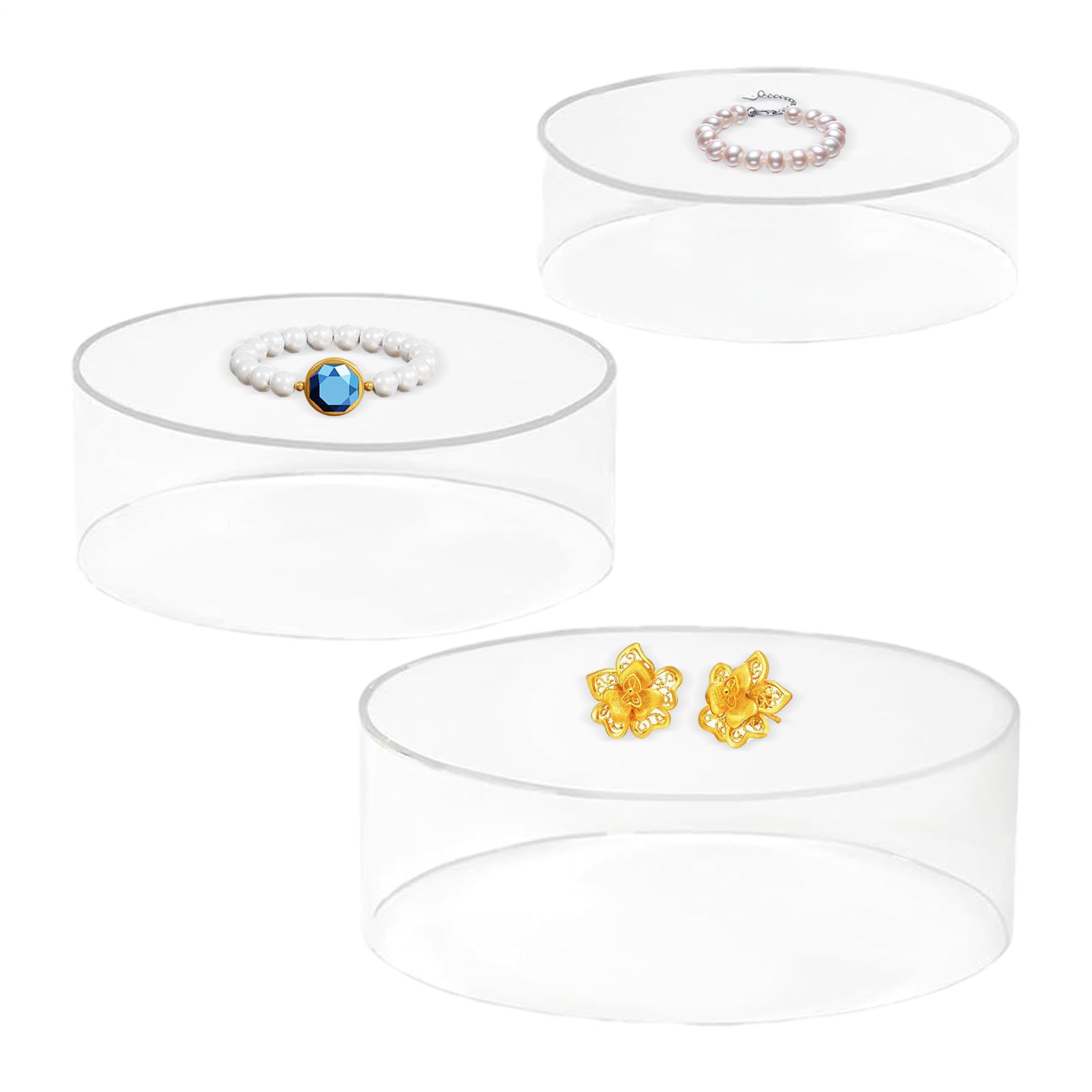Expositor de tartas de acrílico transparente | Expositor para tartas de boda | Cilindro , estante de mesa, 3 piezas para joyas, panadería, flores, decoración del hogar, buffet