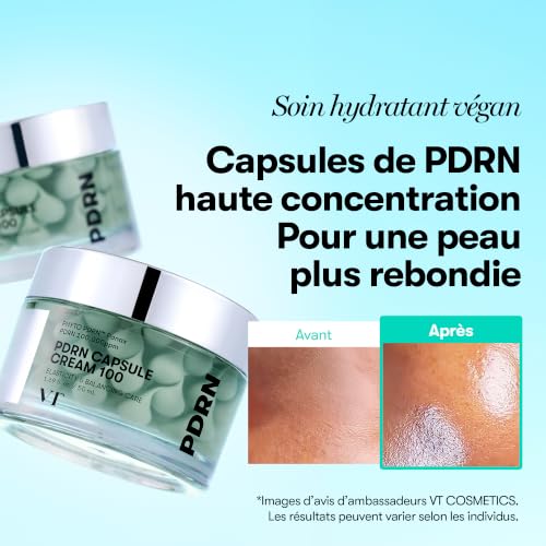 VT COSMETICS PDRN Capsule Cream 100, feuchtigkeitsspendende Gesichtscreme, 50 ml mit 100.000 ppm PDRN, Hyaluronsäure und 9 Peptiden… – Ansicht 4