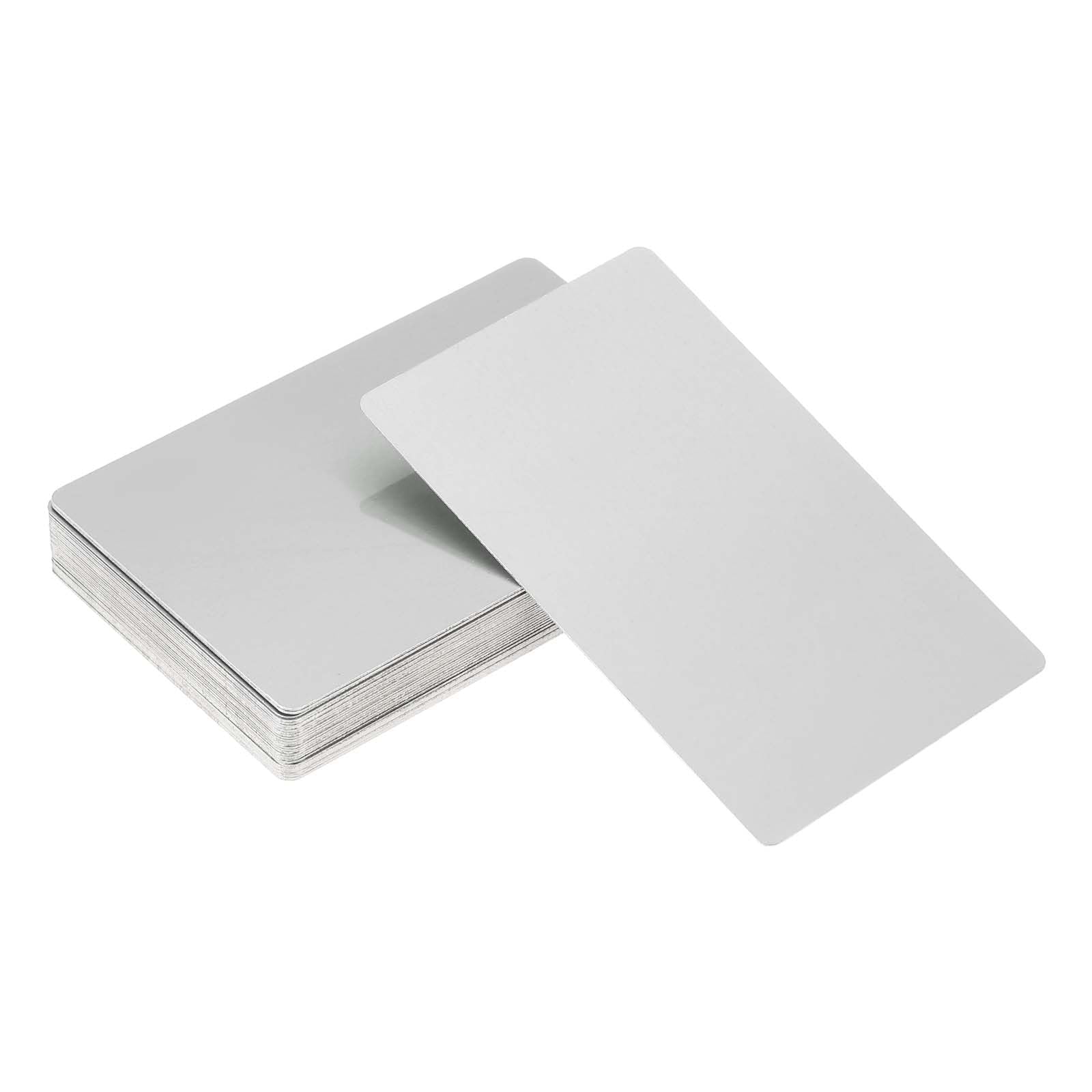 YELARXI Metal Business Card Blanks Aluminum Laser Engraving Business Cards, 86 x 54 x 0.3 mm Fit for Office Name DIY Printing (60 Pack, Silver Gray)