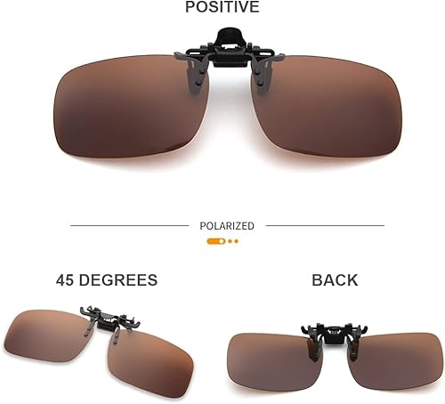 Miniatura 10 de Junsika Gafas de sol polarizadas con clip para lentes recetados para hombres y mujeres gafas de sol negras con protección UV400 Marrón