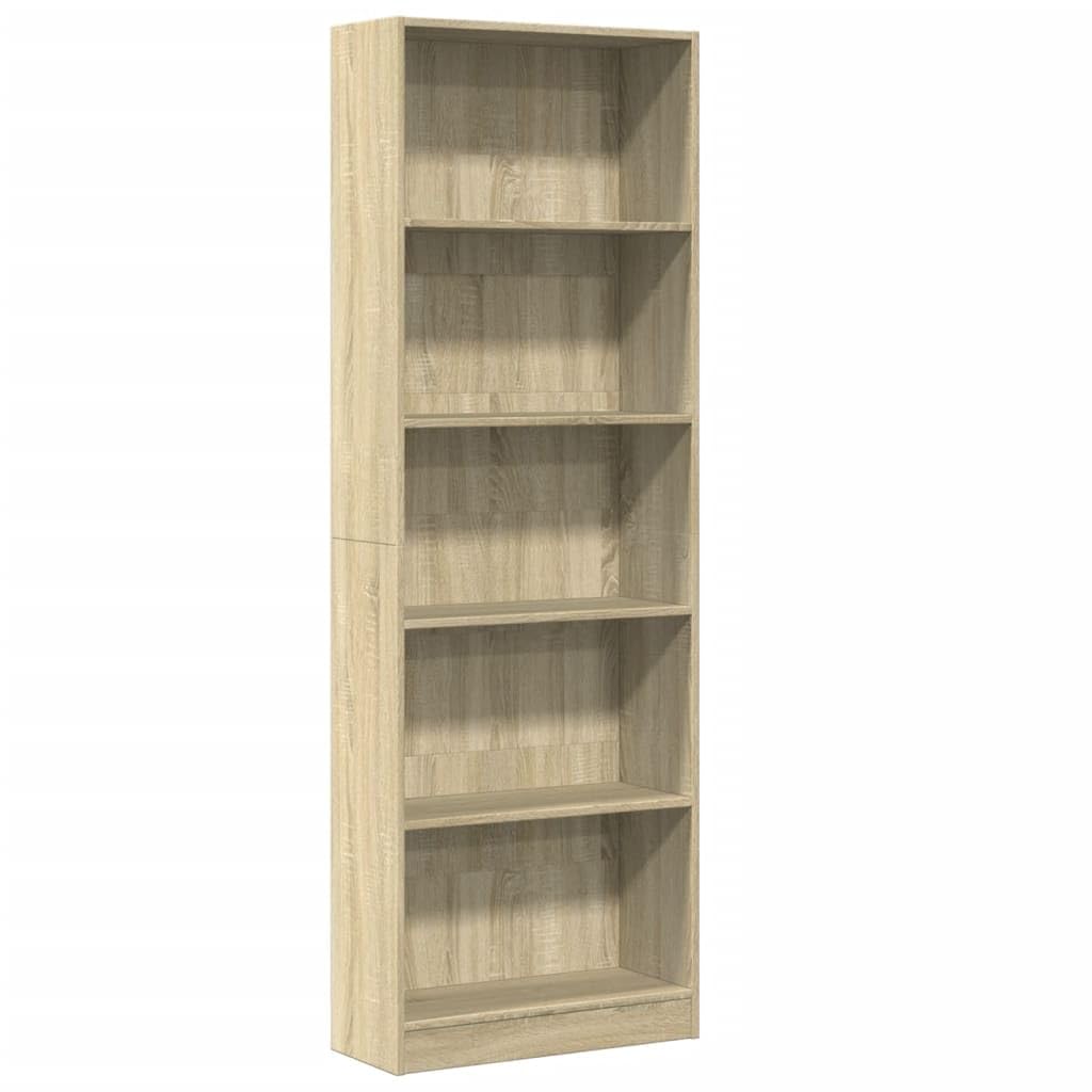 vidaXL Bücherregal, Bücherschrank Regal mit Stauraum, Standregal für Wohnzimmer Büro, Büroregal Aktenregal Aufbewahrungsregal, Sonoma-Eiche Holzwerkstoff