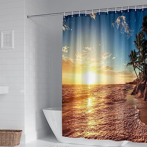 Rideau de douche grand format polyester imperméable avec anneaux inclus - 2