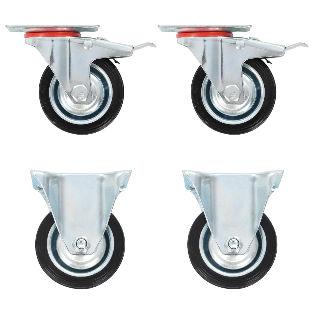 vidaXL 12x Rollen Lenkrollen mit Doppelbremsen Bockrollen Schwerlastrollen Transportrollen Möbelrollen Laufrollen Industrierolle 75mm Gummi Eisen