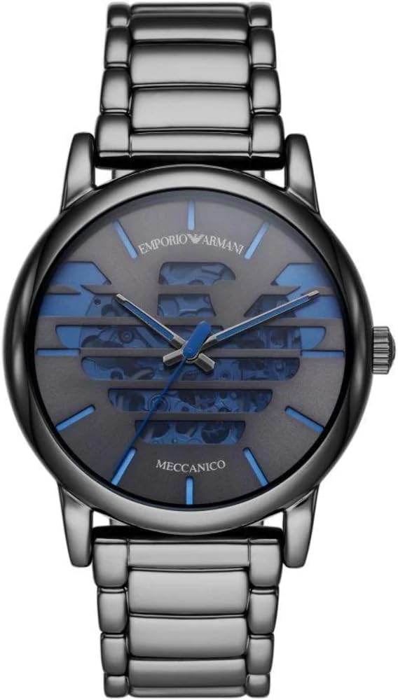 Emporio Armani Gun-Metal Stainless Steel Analog Mens Watch AR60029 (Grey Dial & Gun Metal Colored Strap)