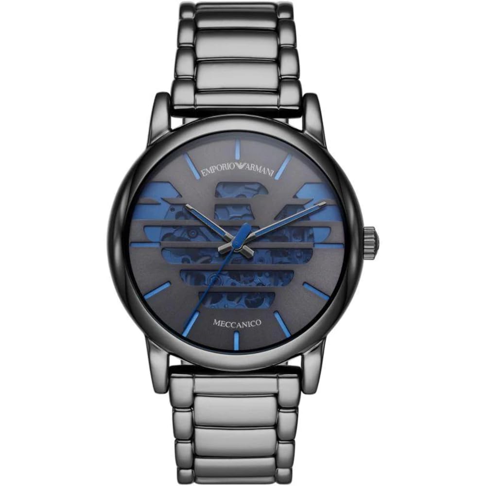 Emporio Armani Gun-Metal Stainless Steel Analog Mens Watch AR60029 (Grey Dial & Gun Metal Colored Strap)