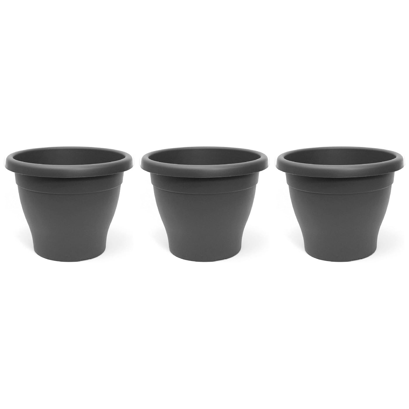 AC - Pack de 3 Macetas Mediterráneas - Plástico Resistente - Ideal para el Hogar, Plantas, Jardín, Decoración. - Cuidado de Plantas - Forma Redonda - 20 cm - Color Gris