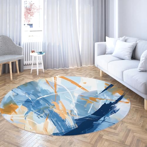 Moquette d entrée 150cm bleu orange abstrait tapis pépinière rond
