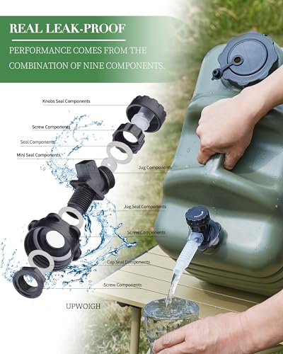 UPWOIGH 5 Gallon Water Jug, Camping Water Container, Truly No Leakage Water Storage with Spigot, Large Military Green Water Tank,BPA Free Portable Overlanding Gear for Outdoors,Hiking - Image 6