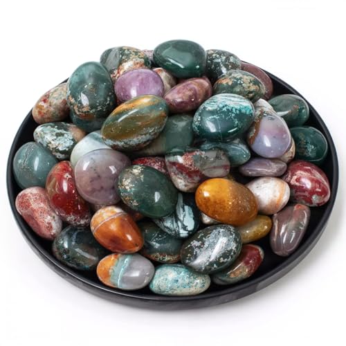 Image of Ocean Jasper Healing Crystal Stone Set - 24 Pieces, 0.6 inch Natural & Polished Stones for Healing, Meditation, Reiki, Chakra, Crafting & Decoration