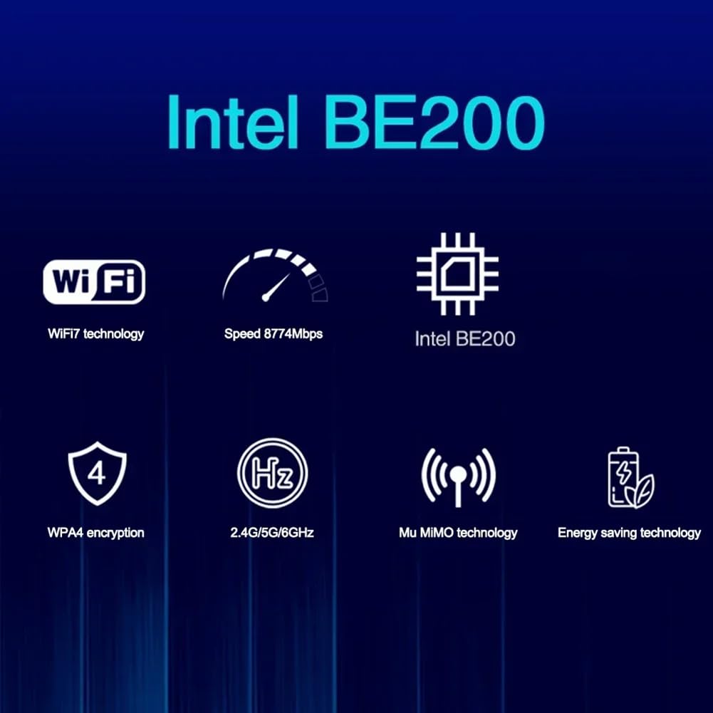 Carte WiFi 7 PCI-E WiFi BE200 BE200HMW 8774 Mbps 2,4 G/5 G/6 GHz pour Adaptateur Réseau Bluetooth 5.4 802.11BE Antenne Externe