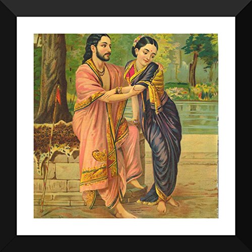 Image of Tallenge - Arjuna Subadhra - Raja Ravi Varma Mythology Collection - Small Poster Paper - Framed (18 x 18 inches)