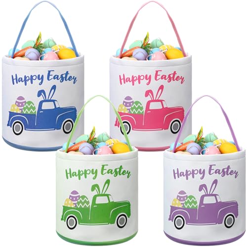 Cosblank 4 Pcs Easter Cute Basket Storage Empty Canvas Baske