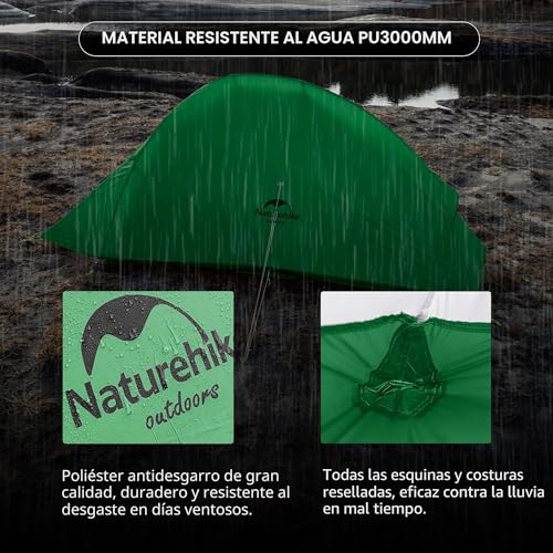 Miniatura 5 de Naturehike Cloud-Up Ultraligero 1 Persona Tienda De Campaña Impermeable Doble Capa Camping Tienda De Campaña 210t Verde Actualizar