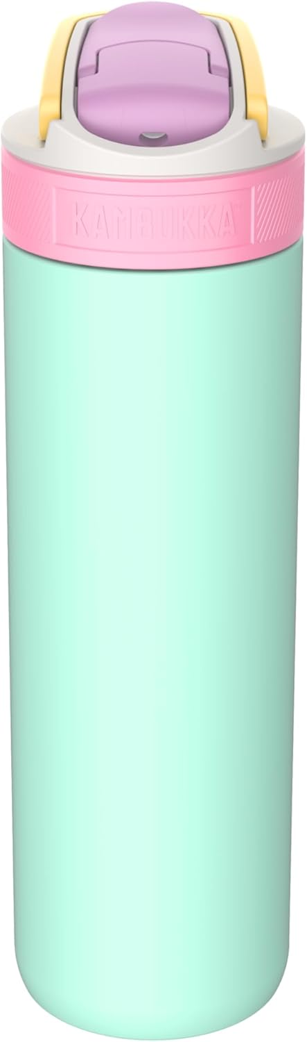 Kambukka Stainless Steel Water Bottle with Straw - "LAGOON Ice Pop" Model - 600ml - Insulated Leak Proof Water Bottle with Straw - Stainless Steel