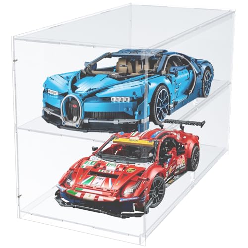 DuvinDD Acrylic Display Case for 1/8 Scale Model Car Large Full-Clear Display Case with Door, Lego Display Case for Lego 42096 42083 Countertop Display Cabinet for Collectibles (23.6x11.8x15.8 inch)