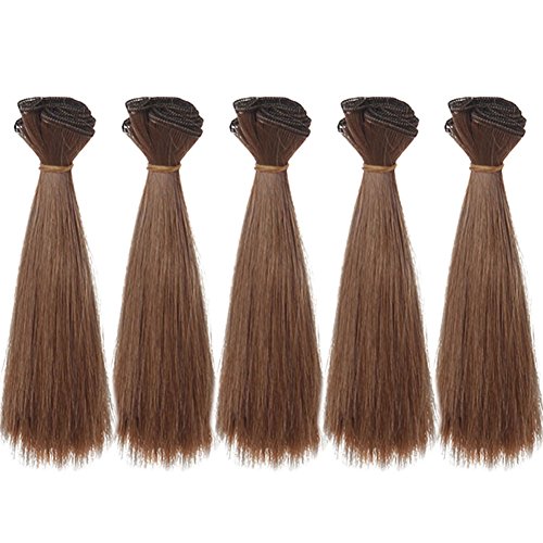 MUZIWIG Doll Hair 5.9 x 39.4 in, 5rolls Straight Reddish Heat Resistant Doll Hair Extensions Easy Handcraft Materials, for DIY 1/3 1/4 1/6 BJD SD Doll Wigs (L.S-022-12#-FBA)