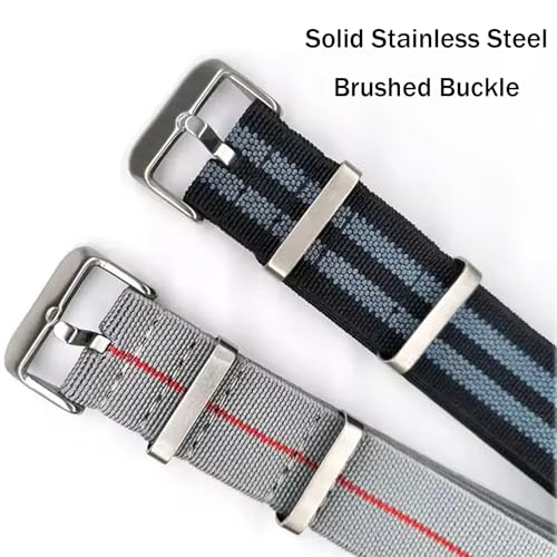 Niziruoup Elastic Nylon Watch Strap Military Parachute Style 18mm 20mm 22mm Premium Striped Nylon Watch Band One-Piece French Paratrooper Smartwatch Replacement Band Strap for Men Women, Black/Red by Niziruoup - Used condition - Image 3