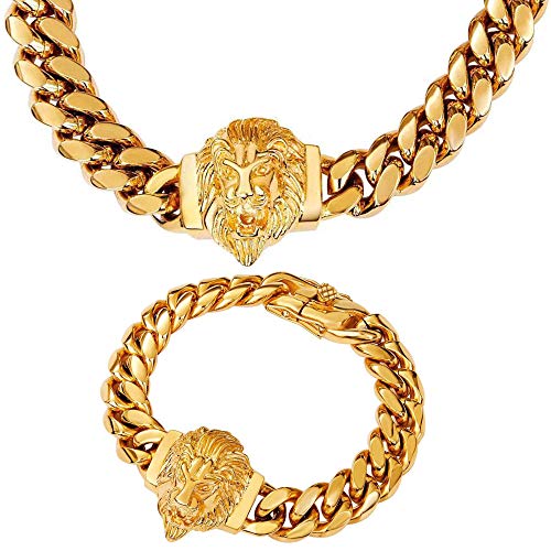 W/W Lifetime Cuban Link Chain for Men Lion Choker Hip Hop Necklace 18