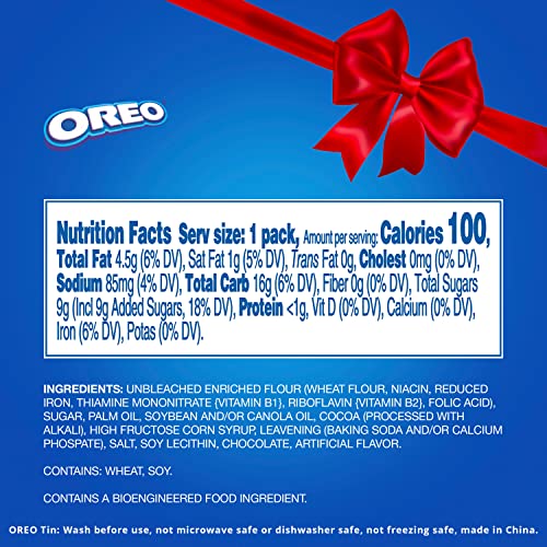 Oreo Chocolate Sandwich Cookies, Holiday Cookie Gift Tin, 12 Snack Packs (2 Cookies Per Pack) #TOP6