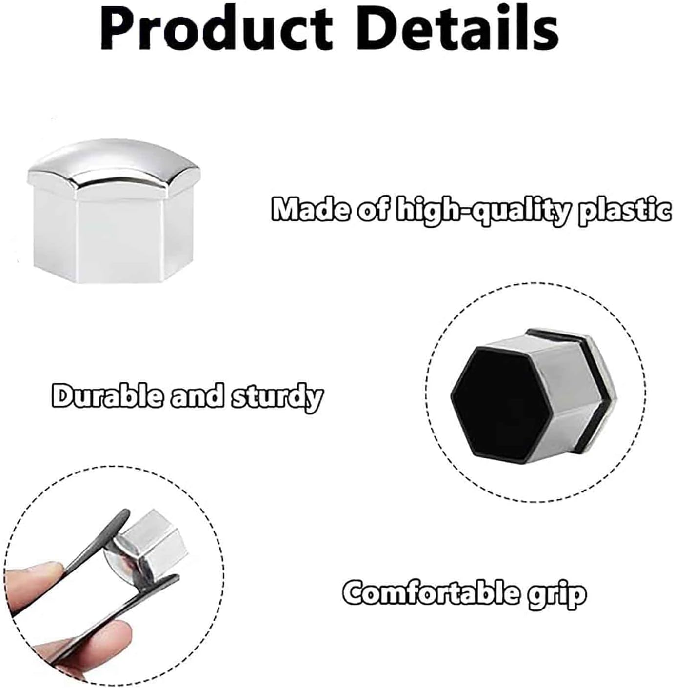 20 PCS Lug Nut Covers for Tesla Model S 2014-2018, Car Wheel Nut Covers Hexagonal Wheel Hub Nut Caps with Extraction Clip Plastic Anti-Theft Dustproof Accessories,21mm-C/Silver