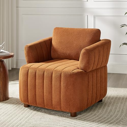 Arcrinte Oversized Accent Chair, Comfy Boucle Living Room Chair with Deep Seat & High Pillow Backrest, Sherpa Upholstered Armchair Reading Chair, Modern Single Sofa Chair for Living Room & Bedroom