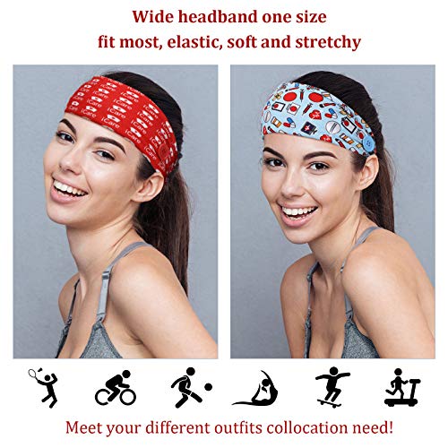 4 Pieces Headbands With Buttons For Nurses Women, Face Covering Headbands Bandanas For Ear Protector Head Wraps Elastic Hairband For Nurse's Day Gift (Background In White, Red, Blue, Black) #TOP5