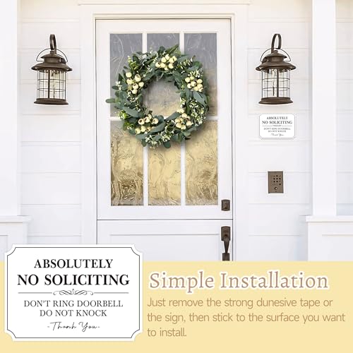 Image of No Soliciting Sign for Front Door,Self-Adhesive Elegant Do Not Knock or Ring Doorbell No Soliciting Sticker for Home, No Solicitors Sign for Doorbell, House Door, Home, Office (WHITE)