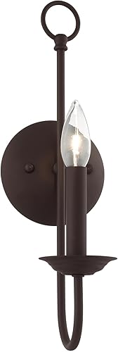 Miniatura 3 de Livex Lighting 42681-07 Steel Wall Sconce for Home Decor; Stylish Wall Decor, 1 Light Fixture Bronze Finish
