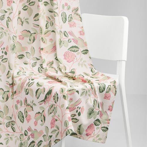 Image of haus & kinder Digital Printed Cotton Window Curtains 5 Feet Long Pack of 2 Window Curtains, 5 Feet Curtains for Window (Pastel Aviary, Green 130x152 CM)