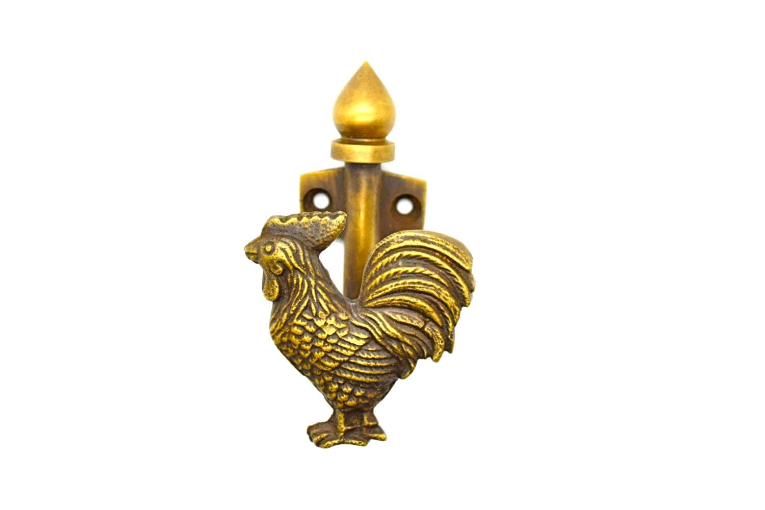 Foundryman - Cockerel Design Brass Wall & Door Coat Hook - Fun Solid Brass Hook With Lost Wax Casting Method - Best For Bathroom Towels & Bedroom Décor - 3"X1.85"X1.57"