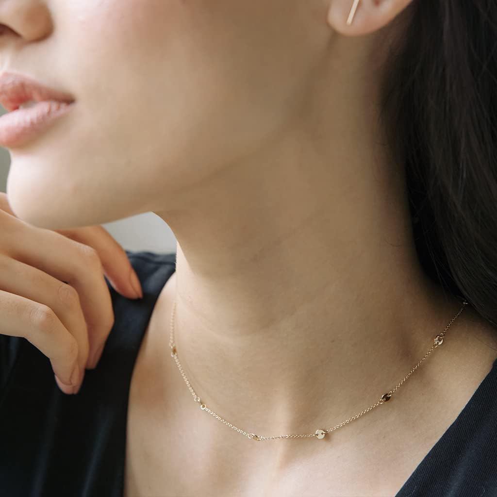 HONEYCAT Milky Way Disc Chain Necklace in Gold, Rose Gold, or Silver | Minimalist, Delicate Jewelry