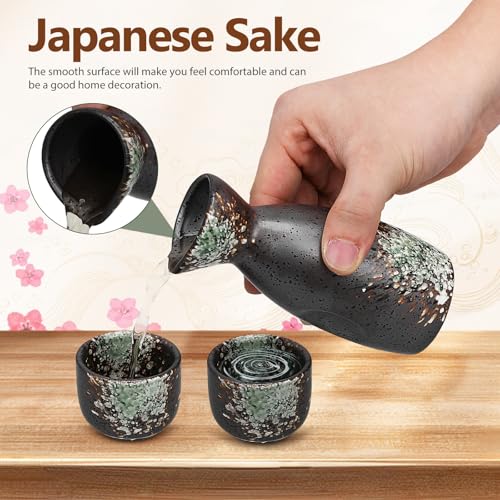 Juego de sake japonés de cerámica SHINEOFI, set retro reutilizable de decoración 4