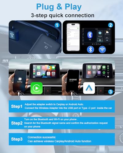 CHOVE 2-in-1 Wireless CarPlay & Android Auto Adapter, Upgrade Wired to Wireless, Compatible with iOS 10& Android - image 3