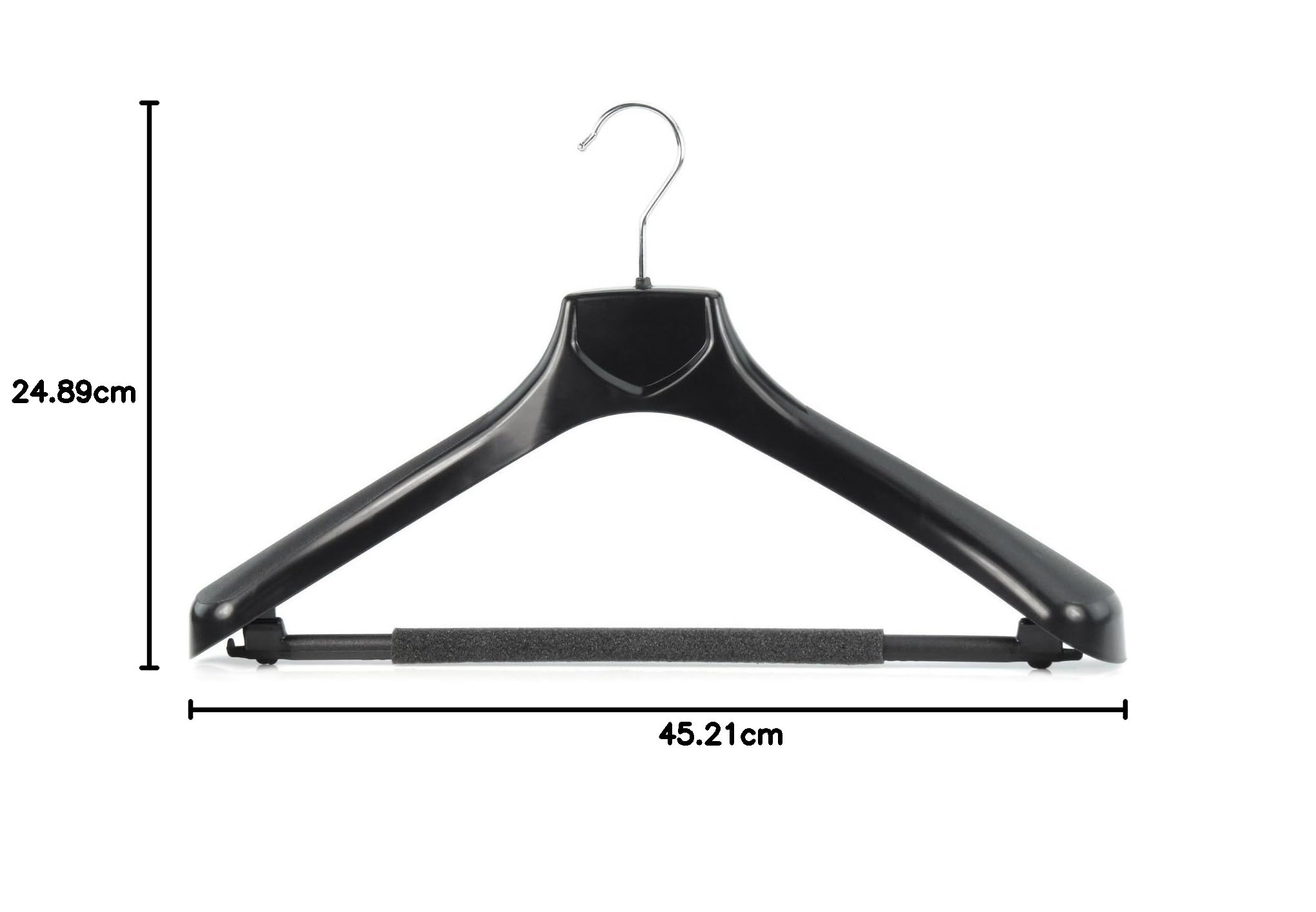 Hangerworld 10 Perchas 45cm Plástico Hombro Ancho Cuello Curvado Trajes Sastrerías Barra Antideslizante