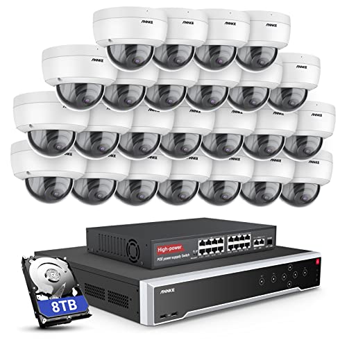 ANNKE 32 CH 4K POE Überwachungsset 5 MP NVR (8TB Festplatte) und 24pcs Überwachungskameras Kuppel IP mit Audio, Vandalismus IK10,Bewegungsalarm, Nachtsicht, Fernzugriff