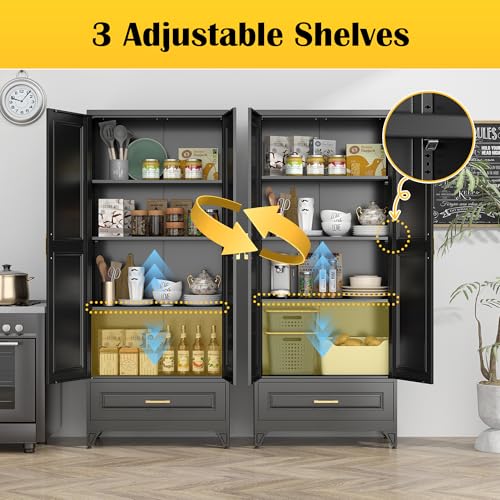 Image of SteeLoong 75 inch Metal Storage Cabinet with Doors and 3 Adjustable Shelves