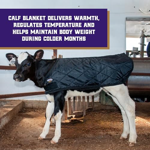 Image of Weaver Livestock Warming Calf Blanket for Winter, Quilted Calf Coat with Buckle, Belly Protecting Livestock Shelter Blanket for Small Cattle