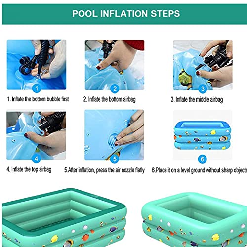Opblaasbaar zwembad, vierkante kinderen peuterbad, buitenshuisbad, s Groen 150 cm, baby badpool, - Image 8