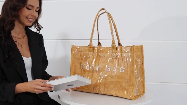 Bolso Tote de PVC para mujer grande con asa superior miniatura 7