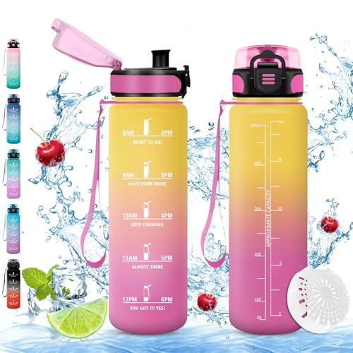 Vikaster Botella agua deporte, 0.5l Botella, sin BPA, Botella Agua con Filtro, Botella agua reutilizable, para Niños, Deporte, Running, Gimnasio, Bicicleta