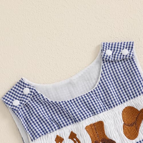 Toddler Western Baby Boy Clothes Horse Riding Embroidery Smocked Jumpsuit Sleeveless Romper Spring Summer Outfit2